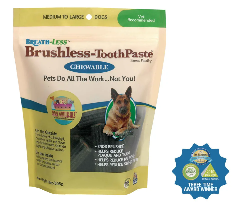 Ark Naturals Breath-less Chewable Brushless Toothpaste Medium To Large 18oz