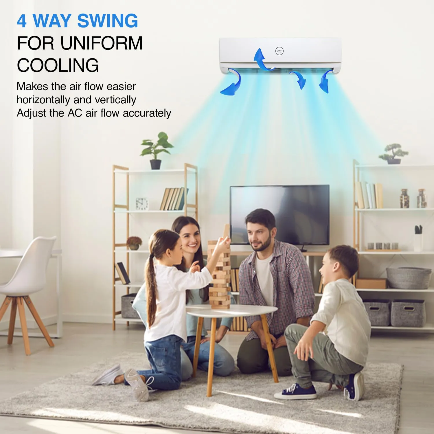 Godrej SFC 18PTC3-WWP 1.5 Ton 3 Star, 4-Way Air Swing Fixed Speed Split AC (Copper, Anti-Dust Filter, AC 1.5T , White)