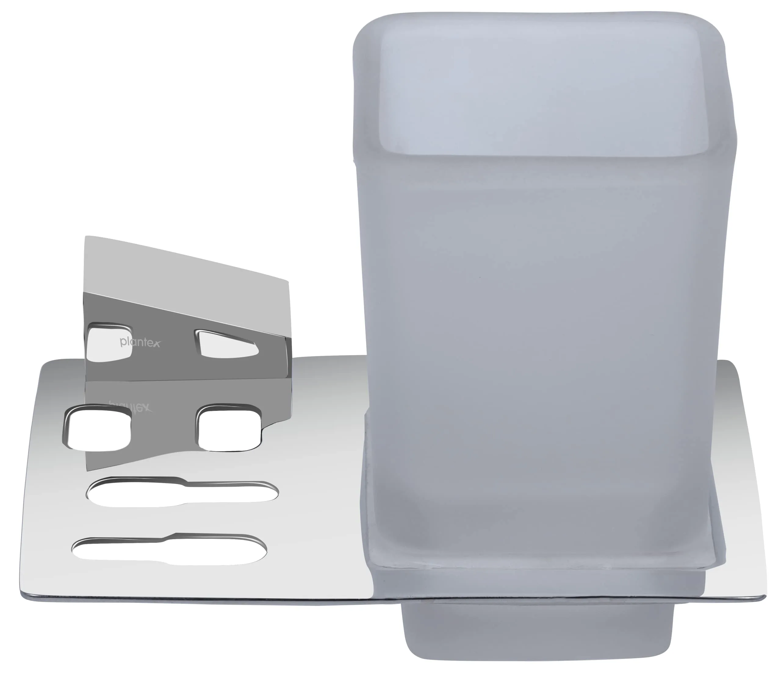 Plantex Smero Pure Brass Tooth Brush Holder/Tumbler Holder/Toothpaste Holder/Bathroom Accessories - Arrete (Chrome)