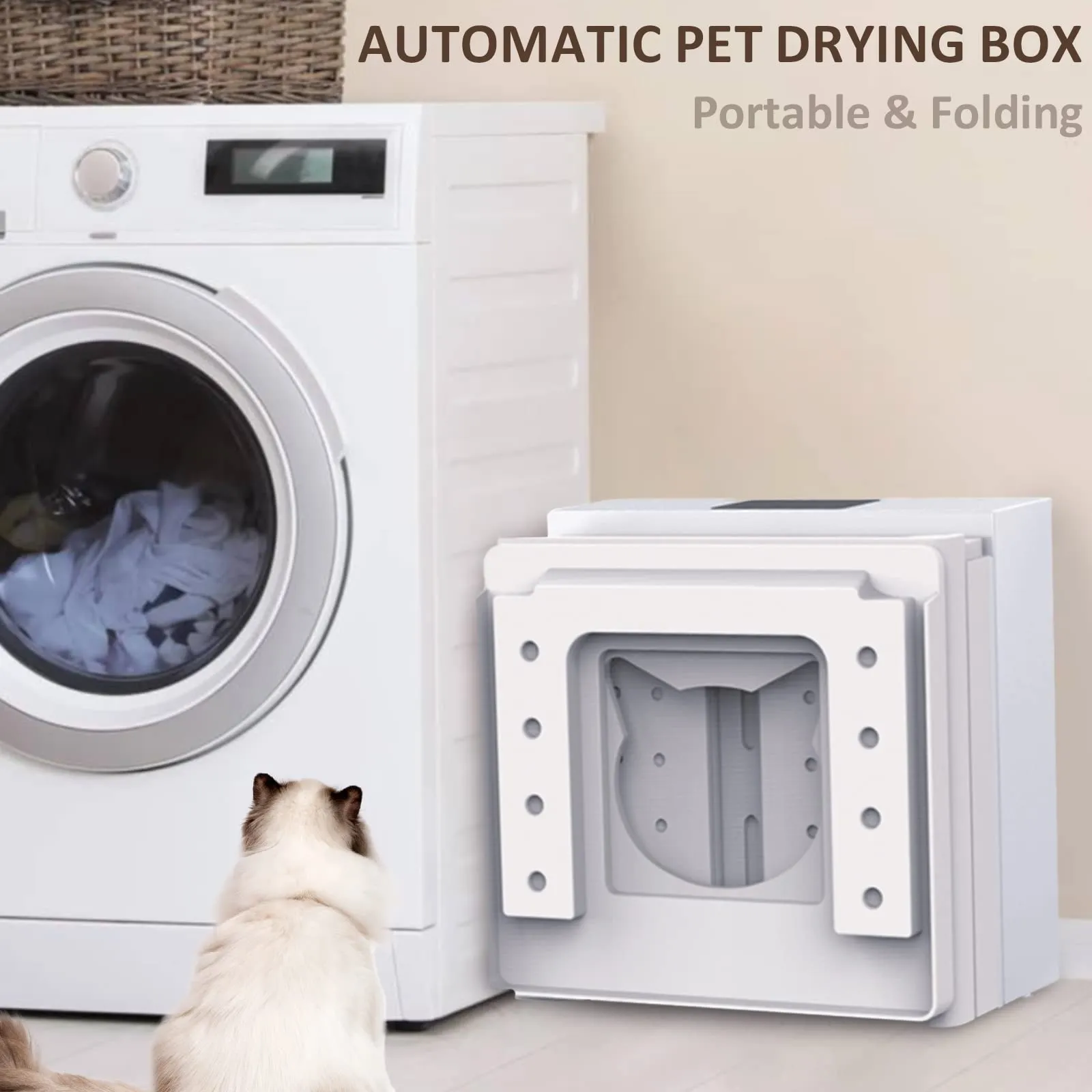 Portable Folding Automatic Pet Dryer Box for Cage Dogs, Cats, Rabbits
