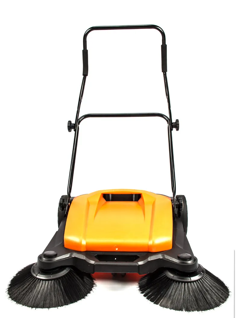 SM650 27.5" Manual Push Powered Floor Sweeper, Triple Brushes, Indoor and Outdoor